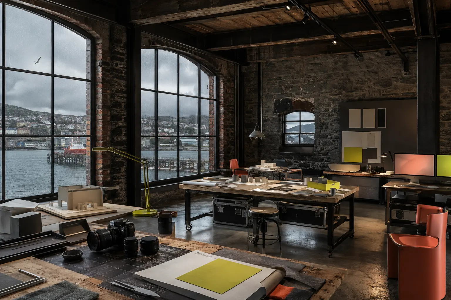 Architectural concept image of a North Atlantic creative studio in a contemporary St. John's heritage space