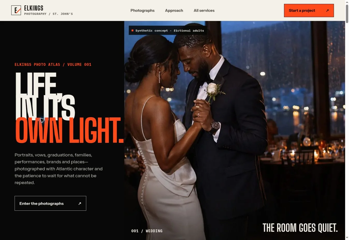 ELKINGS Studio photography page with its editorial layout and wedding visual study